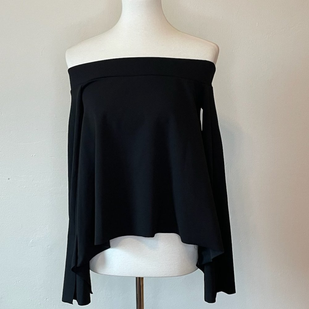 ZARA Off-Shoulder, Long Sleeve Top - Size S - Black